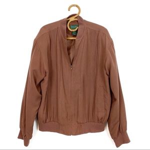 Vintage | Scandia Woods | Silk Knit Pleated Bomber Jacket Size M